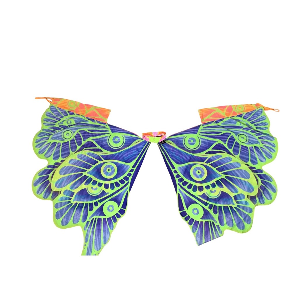 Badinka Women's Neon Psychedelic Festival Rave Wear Life Cycle Wings S/M NWT - Picture 5 of 8